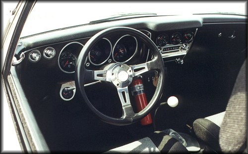 Refinished dash area with auxiliary gauges
